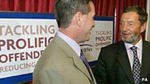 Reformed offender Ian Rayner (left) meets David Blunkett