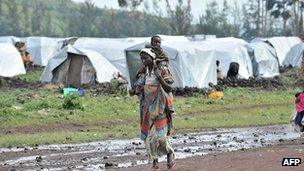 Displaced villagers at Kanyaruchinya camp near Goma