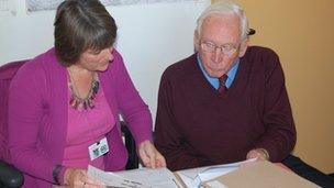 Panel co-ordinator Nicky Doble and volunteer John Gallagher