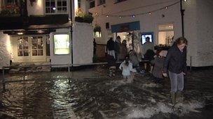 Flooding in Looe on Wednesday night