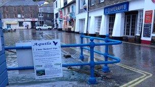 Flooding in Mevagissey on Thursday morning