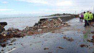 A breach in the Perelle sea wall