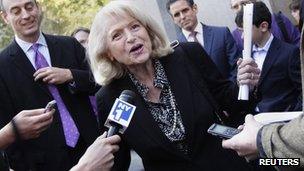 Edith Windsor speaks to reporters in New York 27 September 2012