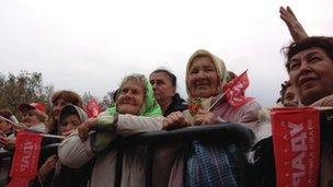 Klitschko supporters at a rally in Lubny