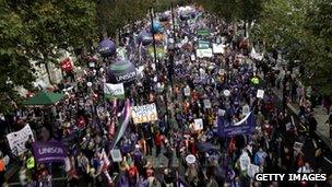 The TUC's London march against public sector cuts