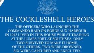 Part of the Cockleshell Heroes plaque