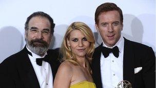 Actors Mandy Patinkin, Claire Danes and Damian Lewis