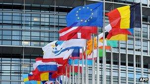 EU states' flags outside European Parliament, Strasbourg