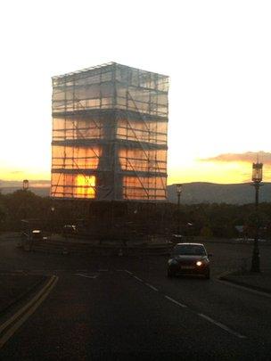 Refurbishment work has been taking place on Carson's statue