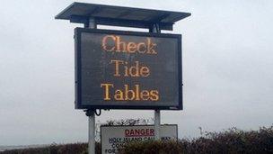 Holy Island electronic sign