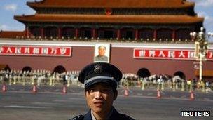 File photo: Policeman at Tiananmen Square