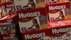 Boxes of Huggies nappies