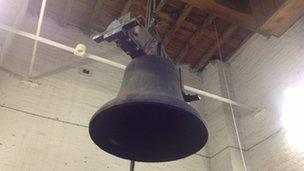 Bell being removed from St Michael and St Wulfad's church in Stone