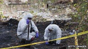 Police searching an area last weekend near where Catherine Gowing's car was found