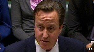 David Cameron during prime minister's questions