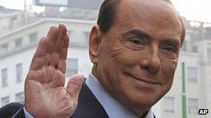 Silvio Berlusconi arrives at a court hearing on 19 Oct 2012