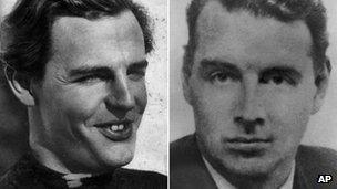 Cambridge Spies Donald Maclean, left, and Guy Burgess, right