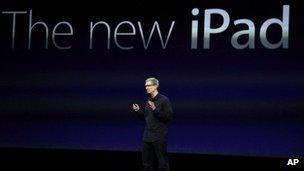 Tim Cook announcing the new iPad in March 2012