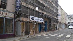 Empty shops in St Peter Port, Guernsey