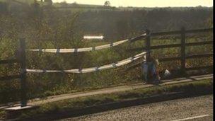 Lleoliad y ddamwain ar yr A40