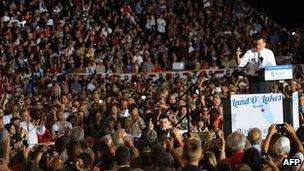 Mitt Romney at a rally in Florida on 27 Oct