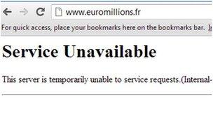 The error message displayed after the hacking of the euromillions.fr site