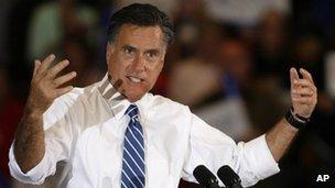 Mitt Romney speaks at a campaign rally in Marion, Ohio, 28 October 2012