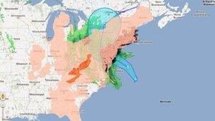 Google crisis map of Hurricane Sandy