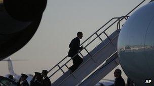 President Obama boards flight to return from Orlando