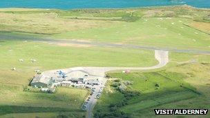 Aerial view of Alderney Airport