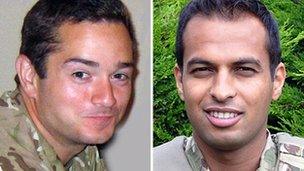 Lt Edward Drummond-Baxter (left) and L/Cpl Siddhanta Kunwar