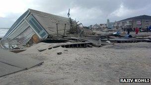 Destruction in the shoreline in Belmar, New Jersey, 30 Oct 2012. Photo: Rajiv Kohli