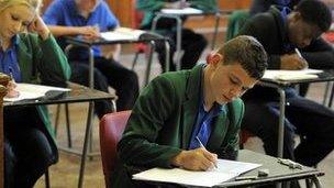 Students sit GCSE exam