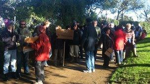 Protesters gathering in Sark