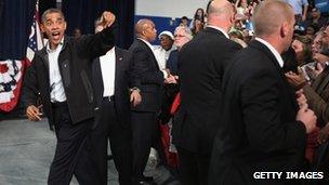 President Barack Obama in Springfield, Ohio, on 2 November 2012