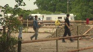 Building work at a travellers site in Newent