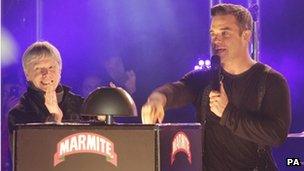 Robbie Williams turns on the Christmas Lights on Oxford Street