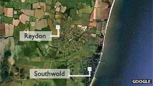 Map of Southwold and Reydon