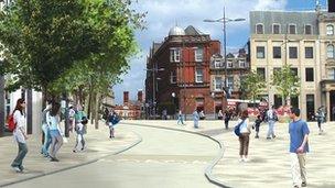 Artist's impression of what Wolverhampton's Queen Square could look like