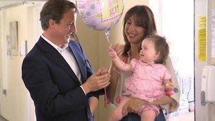 David and Samantha Cameron with Florence