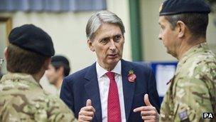 Philip Hammond with soldiers