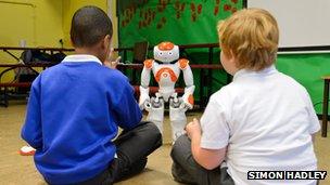 Autistic children with robot