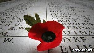 Poppy on the Menin Gate at Ypres