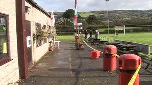 Cordoned off area at Cheddar Football Club