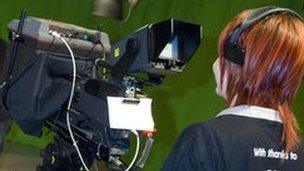 Girl taking part in a TV workshop