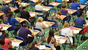 Pupils taking GCSE exam in 2010