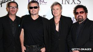 INXS band members Kirk Pengilly, Jon Farriss, Garry Gary Beers, and Andrew Farriss pictures in Los Angeles in 2011.