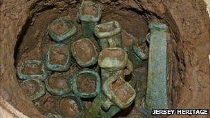 Bronze axe heads in the pot