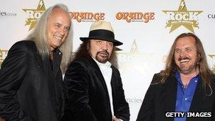 Rickey Medlocke, Gary Rossington and Johnny Van Zant of Lynyrd Skynyrd