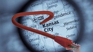 Kansas City map and ethernet cable